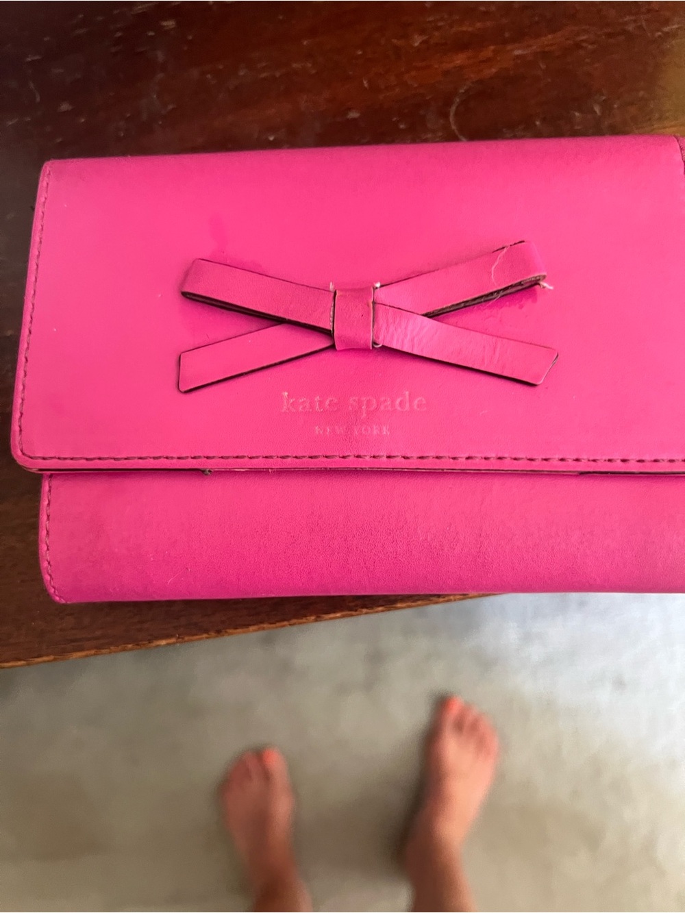 kate spade Hot Pink Bow Clutch Wallet